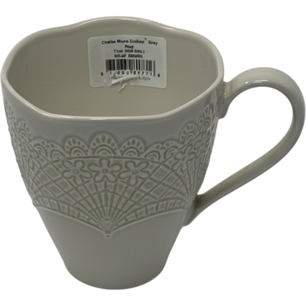 Lenox Chelse Muse Scallop Grey Mug 13oz Embossed Lace Floral Ironstone